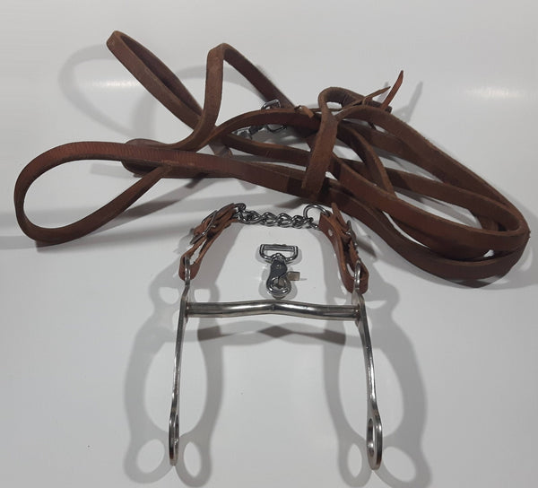 Brown Leather Lead and Horse Tack Bit 5 1/2" Wide