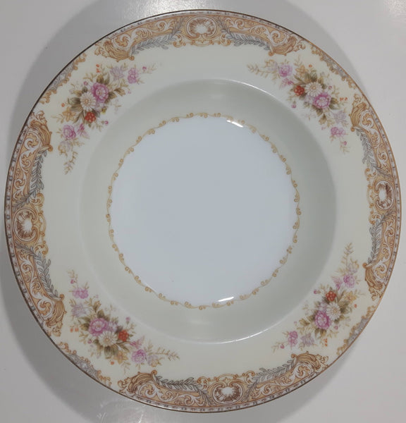 Vintage 1945 to 1952 Occupied Japan Noritake China Pink Flowers 8" Diameter Bowl Dish