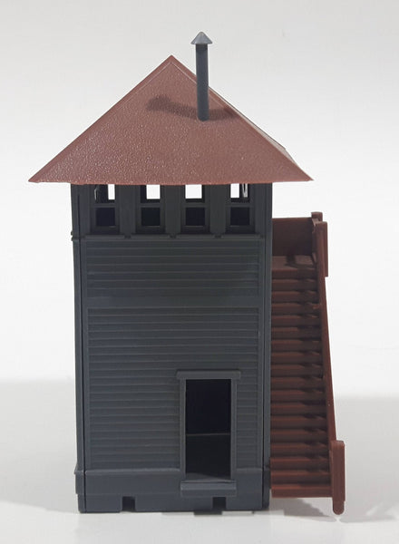 Grey and Brown Plastic Railroad Model Outpost Lookout Tower Building