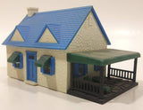 Blue and White Plastic Railroad Model House with Porch Building
