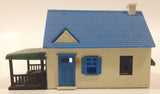 Blue and White Plastic Railroad Model House with Porch Building