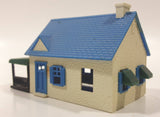 Blue and White Plastic Railroad Model House with Porch Building