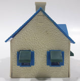 Blue and White Plastic Railroad Model House with Porch Building