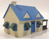 Blue and White Plastic Railroad Model House with Porch Building