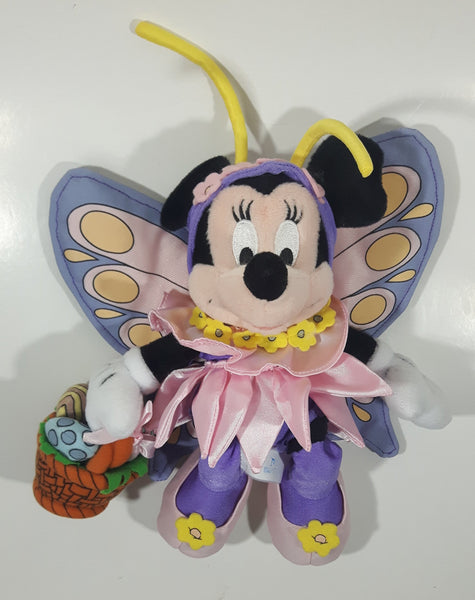 Disney Minnie Mouse Purple Butterfly with Easter Egg Basket 10" Tall Stuffed Plush Toy Character