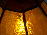 Vintage Brown and Orange Leaded Slag Stained Glass Swag Hanging Light Fixture 12" Diameter