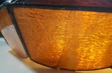 Vintage Brown and Orange Leaded Slag Stained Glass Swag Hanging Light Fixture 12" Diameter