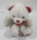 JS Toys Valentine Cuddle White Teddy Bear with Red Hearts 11" Tall Toy Stuffed Plush Animal