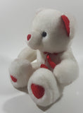 JS Toys Valentine Cuddle White Teddy Bear with Red Hearts 11" Tall Toy Stuffed Plush Animal