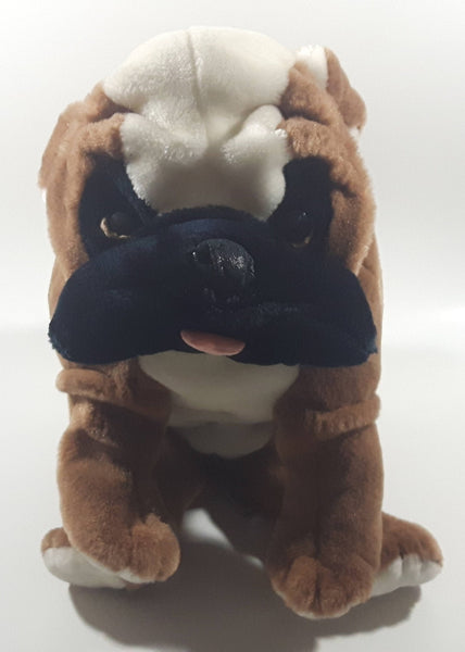 1990 Unipak Brown and White Bull Dog 16" Long Toy Stuffed Plush Animal