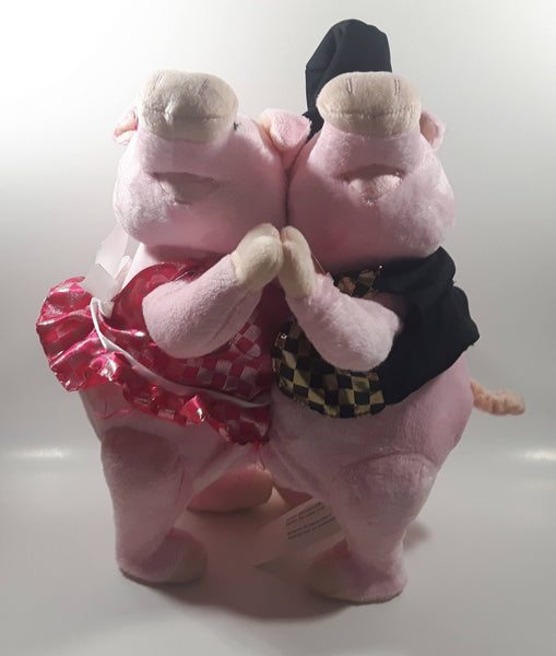 Rare Clothing Version Cuddle Barn Fred & Astelle Singing and Dancing To Mambo  No 5 by Lou Bega Animated Robotic Pink Pig Couple 15" Tall