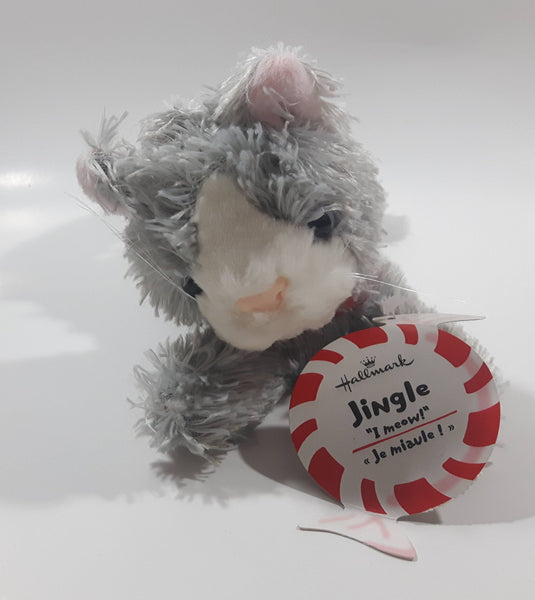 Hallmark Jingle Grey Cat Meowing 8 1/2" Long Toy Stuffed Plush Animal New with Tags