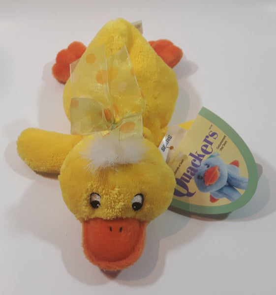 Sears Club Quackers Yellow and Orange Duck Bird 8" Long Toy Stuffed Plush Animal with Magnetic Hands New with Tags