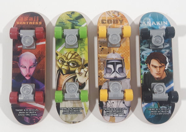 2010 McDonald's LFL Star Wars Clone Wars 3 3/4" Long Fingerboard Skateboards Toys Lot of 4