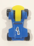 Kinder Surprise MPG #41 Blue and Yellow Plastic Snap Together Toy Race Car Vehicle
