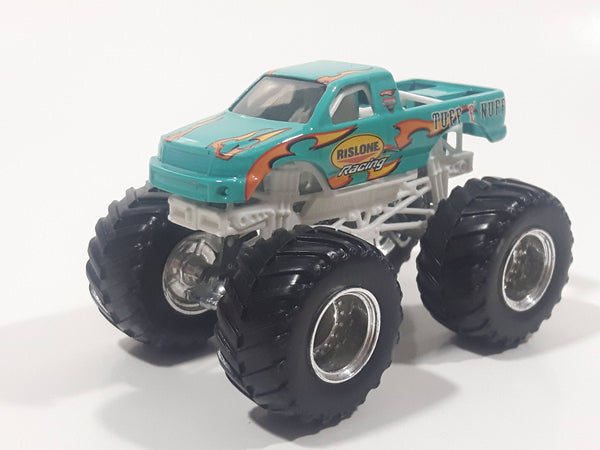 2007 Hot Wheels Monster Jam Tuff 'E' Nuff Rislone Racing Monster Truck Teal Green 1/64 Scale Die Cast Toy Car Vehicle