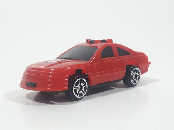Unknown Brand Fire Rescue Coupe Red Plastic Die Cast Toy Car Vehicle