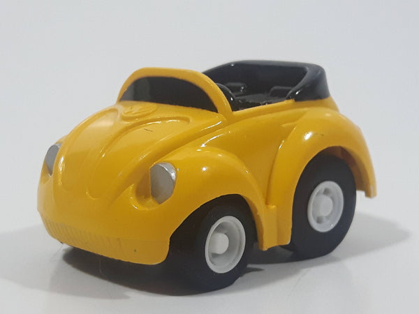 1987 Buddy L Volkswagen Beetle Convertible Yellow Pullback Miniature Die Cast Toy Car Vehicle