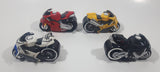 Maisto Motorcycles GC Fibertron Yellow, GC Fibertron Black and White Police, Honda CBR 600 RR Black Silver, Ducati 1098s Red Die Cast Toy Vehicle Sound and Lights Set of 4