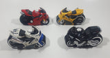 Maisto Motorcycles GC Fibertron Yellow, GC Fibertron Black and White Police, Honda CBR 600 RR Black Silver, Ducati 1098s Red Die Cast Toy Vehicle Sound and Lights Set of 4