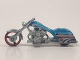 2012 Hot Wheels City Works Bad Bagger Motorcycle Dark Blue Metallic Teal Die Cast Toy Motorbike Vehicle