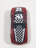 Mega Bloks Streetz Dark Red with Black and White Checkers Miniature Plastic Die Cast Toy Car Vehicle