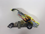 1999 Hot Wheels Mega Graphics Probe Funny Car Bright Lime Green Yellow and Black Die Cast Toy Car Vehicle with Lift Up Body