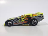 1999 Hot Wheels Mega Graphics Probe Funny Car Bright Lime Green Yellow and Black Die Cast Toy Car Vehicle with Lift Up Body