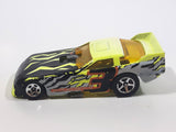1999 Hot Wheels Mega Graphics Probe Funny Car Bright Lime Green Yellow and Black Die Cast Toy Car Vehicle with Lift Up Body