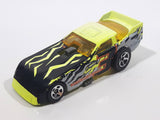 1999 Hot Wheels Mega Graphics Probe Funny Car Bright Lime Green Yellow and Black Die Cast Toy Car Vehicle with Lift Up Body