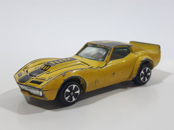 Vintage 1979 Kidco Corvette Yellow Die Cast Toy Tow Salvage Wrecker Vehicle Made in Hong Kong with Opening Hood