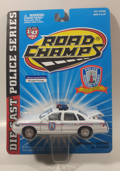 1997 Road Champs Police Series Ford Crown Victoria Richmond Virginia State Capital Police White 1/43 Scale Die Cast Toy Car Vehicle New in Package
