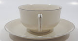 Czechoslovakia Cream with Pink Tulip Flower Themed Silver Trim Fine China Tea Cup and Saucer Set