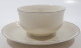 Czechoslovakia Cream with Pink Tulip Flower Themed Silver Trim Fine China Tea Cup and Saucer Set