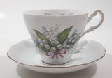 Regency English White with Blue and White Lily of The Valley Flowers Themed Hope. B.C. British Columbia Gold Trim Fine Bone China Tea Cup and Saucer Set