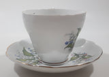 Regency English White with Blue and White Lily of The Valley Flowers Themed Hope. B.C. British Columbia Gold Trim Fine Bone China Tea Cup and Saucer Set