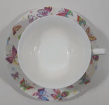 Modern House Butterfly Themed White Fine China Tea Cup and Saucer Set