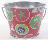Christmas Themed Metal Miniature Bucket Pail Small 2 1/2" Tall