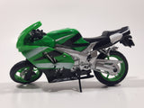 Maisto Kawasaki ZX SR Motor Cycle Green Die Cast Toy Car Vehicle Twisted Front Wheel Support 4 3/4" Long