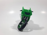 Maisto Kawasaki ZX SR Motor Cycle Green Die Cast Toy Car Vehicle Twisted Front Wheel Support 4 3/4" Long