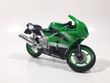 Maisto Kawasaki ZX SR Motor Cycle Green Die Cast Toy Car Vehicle Twisted Front Wheel Support 4 3/4" Long