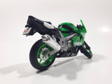 Maisto Kawasaki ZX SR Motor Cycle Green Die Cast Toy Car Vehicle Twisted Front Wheel Support 4 3/4" Long