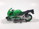Maisto Kawasaki ZX SR Motor Cycle Green Die Cast Toy Car Vehicle Twisted Front Wheel Support 4 3/4" Long