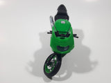Maisto Kawasaki ZX SR Motor Cycle Green Die Cast Toy Car Vehicle Twisted Front Wheel Support 4 3/4" Long