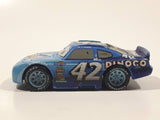 Disney Pixar #42 Lightning McQueen Dinoco Blue and Light Blue Plastic Body Die Cast Toy Car Vehicle