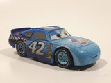 Disney Pixar #42 Lightning McQueen Dinoco Blue and Light Blue Plastic Body Die Cast Toy Car Vehicle