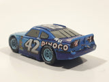Disney Pixar #42 Lightning McQueen Dinoco Blue and Light Blue Plastic Body Die Cast Toy Car Vehicle