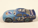 Disney Pixar #42 Lightning McQueen Dinoco Blue and Light Blue Plastic Body Die Cast Toy Car Vehicle