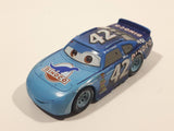 Disney Pixar #42 Lightning McQueen Dinoco Blue and Light Blue Plastic Body Die Cast Toy Car Vehicle