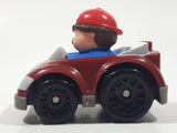 2018 Mattel Fisher Price Little People Red Cap Mustache Man in Dark Red Burgundy Plastic Toy Car Vehicle